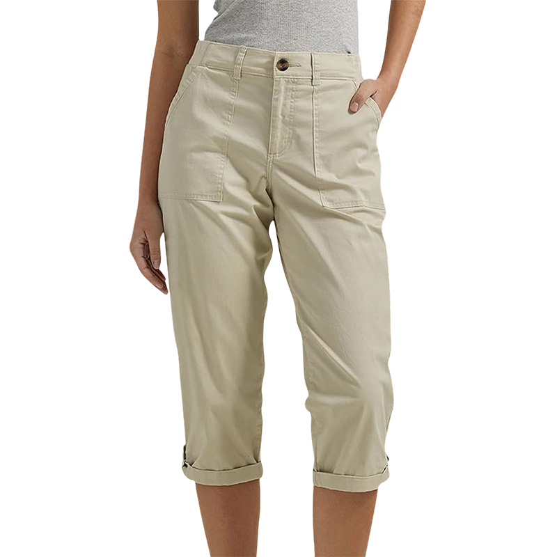 Pantalon capri uni pour femme – Pantalon léger en mélange haut de gamme