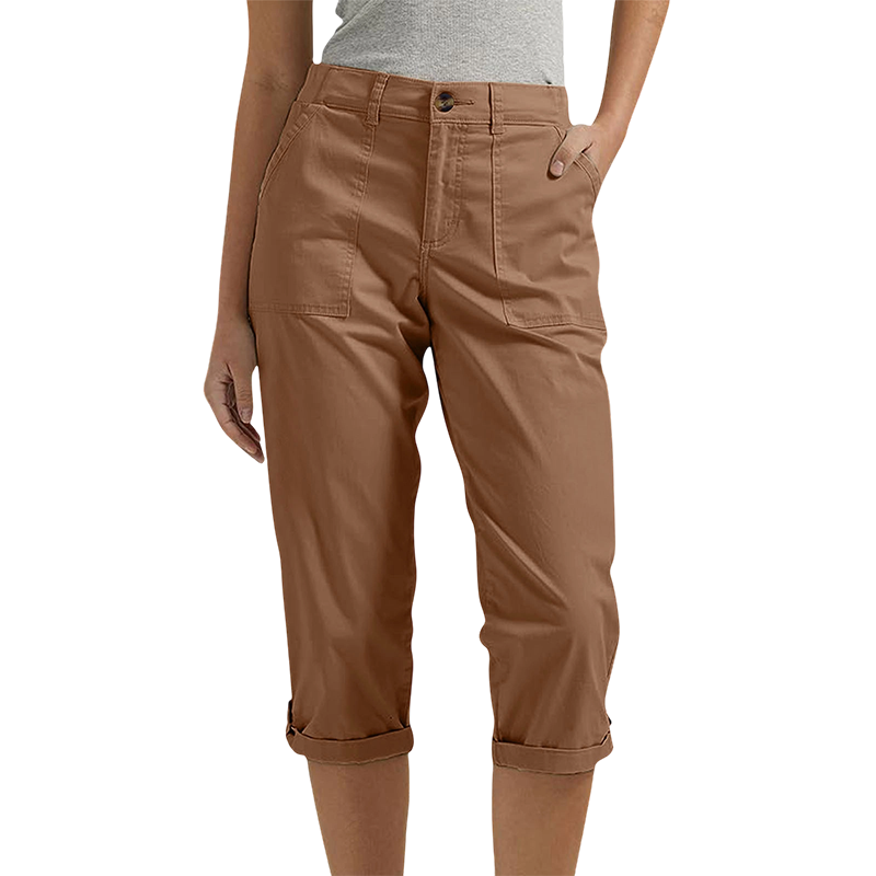 Pantalon capri uni pour femme – Pantalon léger en mélange haut de gamme