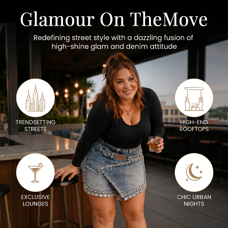🔥-60%👖 Jupe-short en Jean Femme à Strass – Taille Haute Design Asymétrique