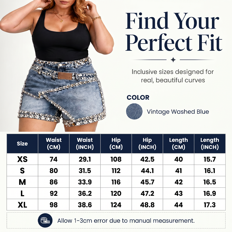 🔥-60%👖 Jupe-short en Jean Femme à Strass – Taille Haute Design Asymétrique