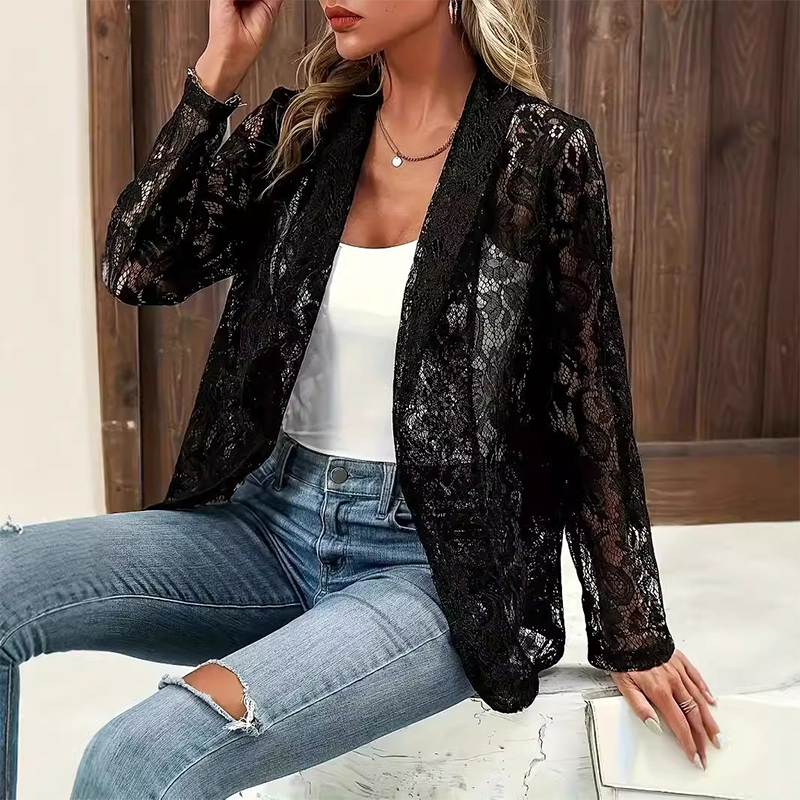 👗Blazer féminin élégant en dentelle à motifs floraux – Une pièce élégante et légère, idéale du bureau à la soirée✨