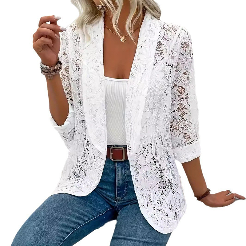 👗Blazer féminin élégant en dentelle à motifs floraux – Une pièce élégante et légère, idéale du bureau à la soirée✨