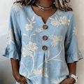 ⌛ Offre valable jusqu'à épuisement des stocks – ensuite prix normal ! Top d'été pour femme, à motif floral et manches à volants.