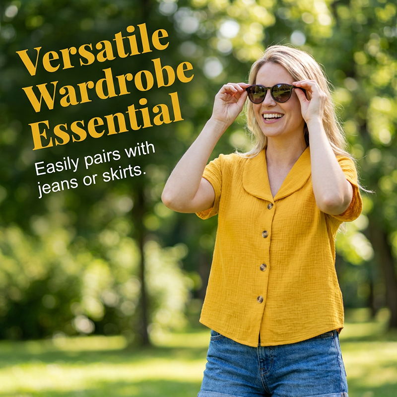 🔔 Plus que 100 pièces ! 🌺 Chemise à manches courtes en coton et lin pour femme