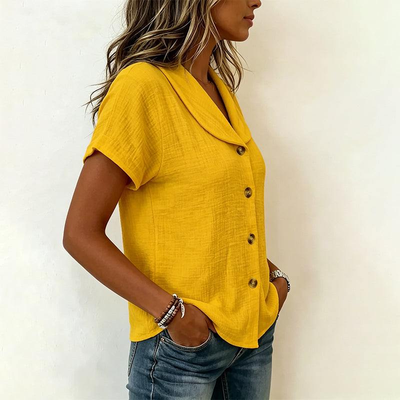 🔔 Plus que 100 pièces ! 🌺 Chemise à manches courtes en coton et lin pour femme