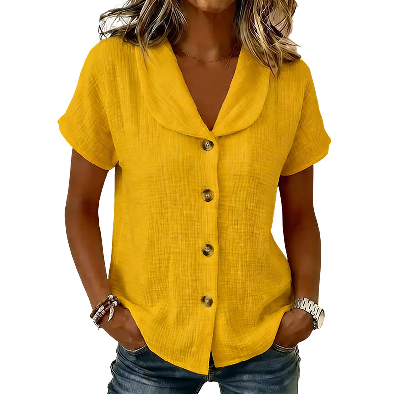 🔔 Plus que 100 pièces ! 🌺 Chemise à manches courtes en coton et lin pour femme