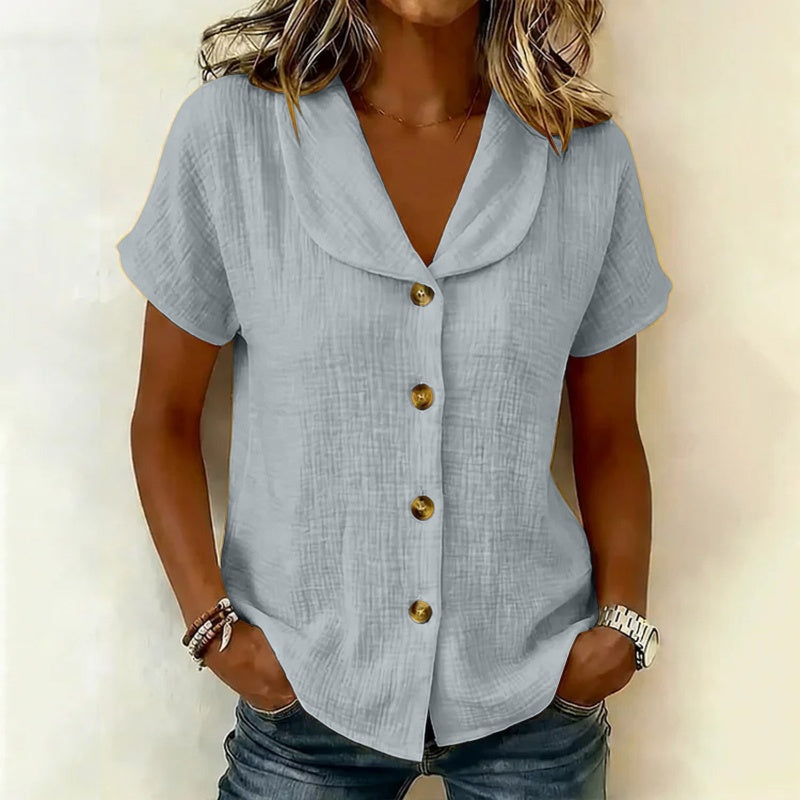 🔔 Plus que 100 pièces ! 🌺 Chemise à manches courtes en coton et lin pour femme