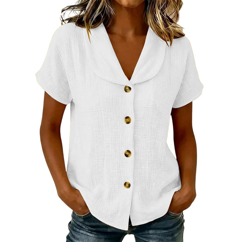 🔔 Plus que 100 pièces ! 🌺 Chemise à manches courtes en coton et lin pour femme