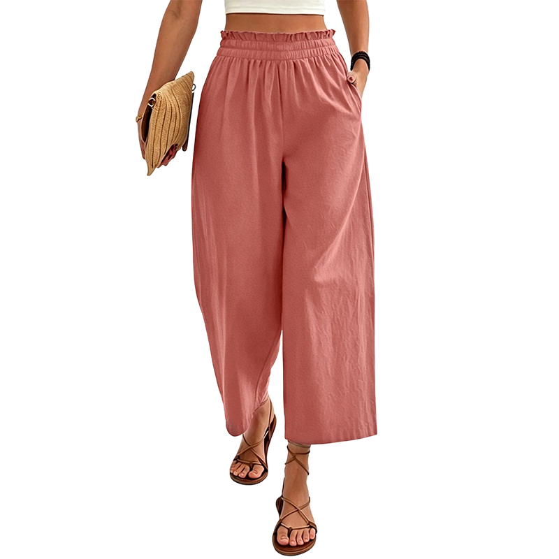 Pantalon décontracté ample à jambes droites pour femmes