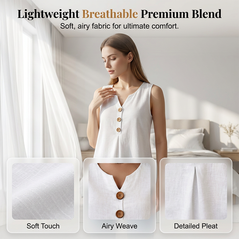 👗🌿☀️ OFFRE LIMITÉE : 50 % DE RÉDUCTION ! Débardeur sans manches en coton et lin à col V pour femme – Respirant, doux et léger – Idéal à superposer ou à porter seul par temps chaud 🌸🍃