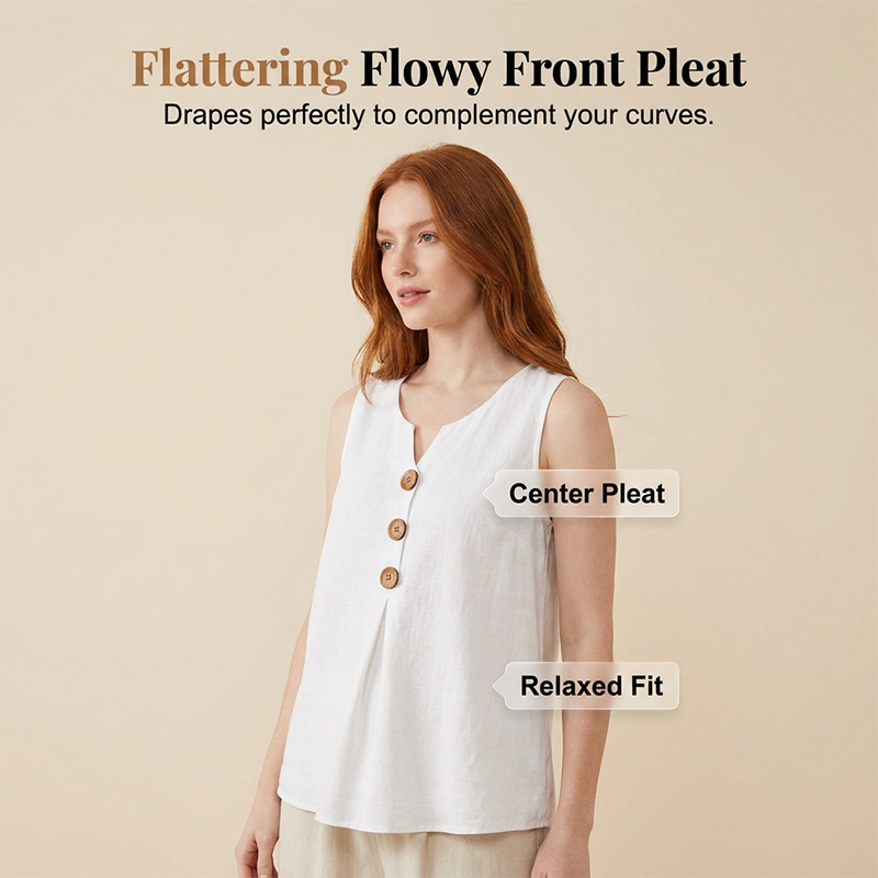👗🌿☀️ OFFRE LIMITÉE : 50 % DE RÉDUCTION ! Débardeur sans manches en coton et lin à col V pour femme – Respirant, doux et léger – Idéal à superposer ou à porter seul par temps chaud 🌸🍃