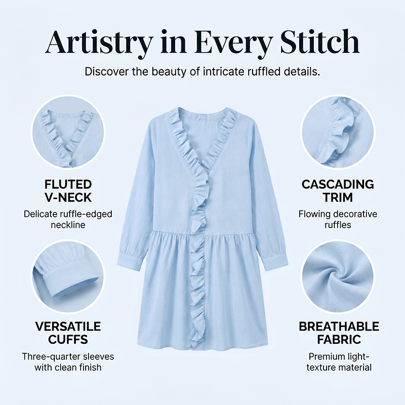 👚✨ Haut élégant pour femme, orné de volants et d'un col en V – féminin, léger et polyvalent – parfait pour le quotidien, le bureau et les occasions spéciales.