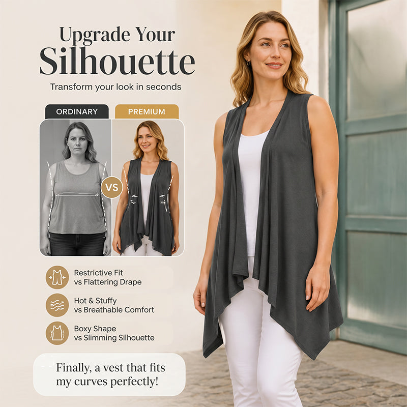 👗✨Cardigan décontracté sans manches à drapés pour femme – Une pièce chic pour l'été 🔥