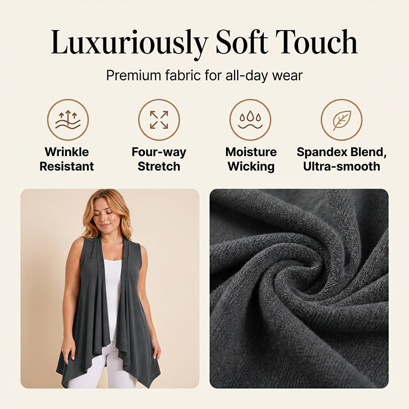 👗✨Cardigan décontracté sans manches à drapés pour femme – Une pièce chic pour l'été 🔥