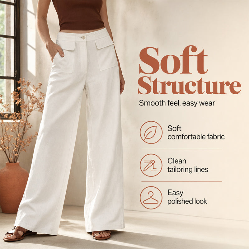 🔥-50%👖 Pantalon Femme Ample en Coton et Lin – Taille Haute Poches Latérales Style Décontracté🌿 Pantalon décontracté femme en coton et lin, pour un look décontracté chic