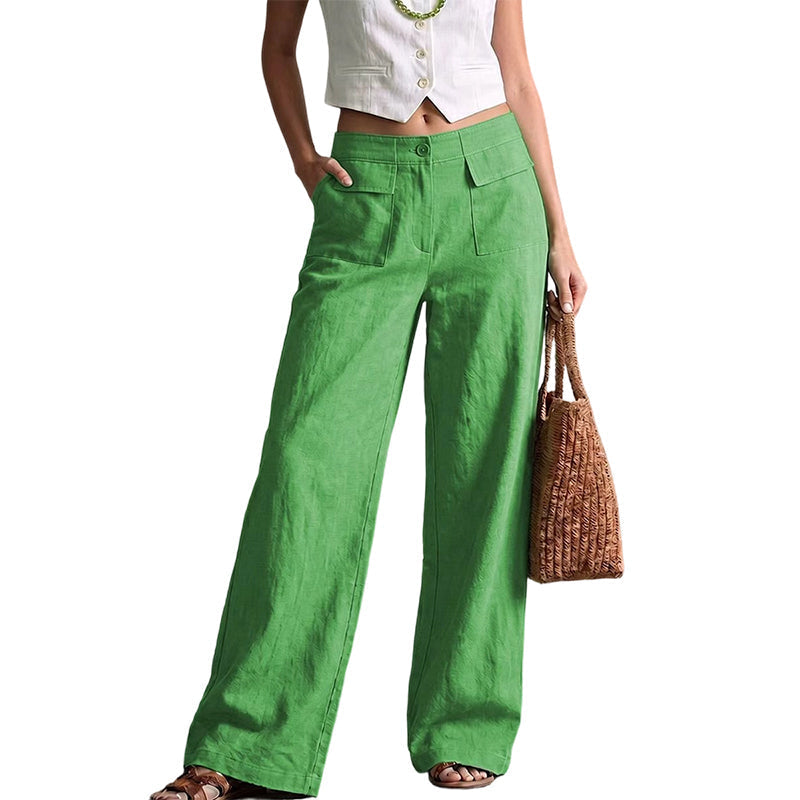 🔥-50%👖 Pantalon Femme Ample en Coton et Lin – Taille Haute Poches Latérales Style Décontracté🌿 Pantalon décontracté femme en coton et lin, pour un look décontracté chic