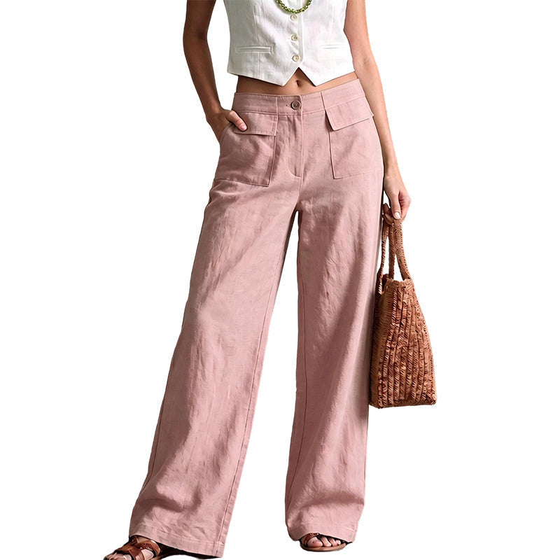 🔥-50%👖 Pantalon Femme Ample en Coton et Lin – Taille Haute Poches Latérales Style Décontracté🌿 Pantalon décontracté femme en coton et lin, pour un look décontracté chic