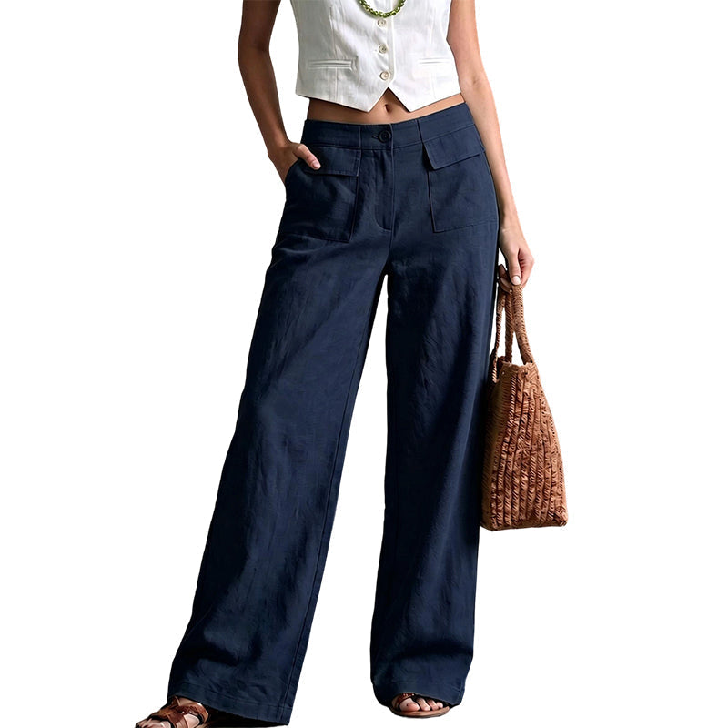 🔥-50%👖 Pantalon Femme Ample en Coton et Lin – Taille Haute Poches Latérales Style Décontracté🌿 Pantalon décontracté femme en coton et lin, pour un look décontracté chic