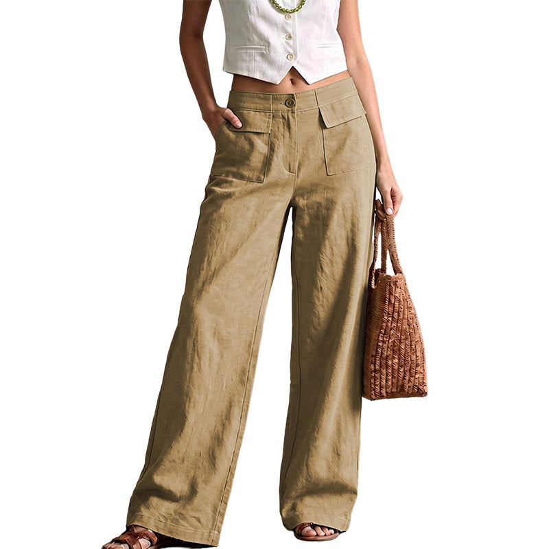 🔥-50%👖 Pantalon Femme Ample en Coton et Lin – Taille Haute Poches Latérales Style Décontracté🌿 Pantalon décontracté femme en coton et lin, pour un look décontracté chic