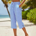 🔥-45%👖 Pantaloncourt Rayé Femme en Coton et Lin – Poches Confort Décontracté🌿 🤍pour vacances
