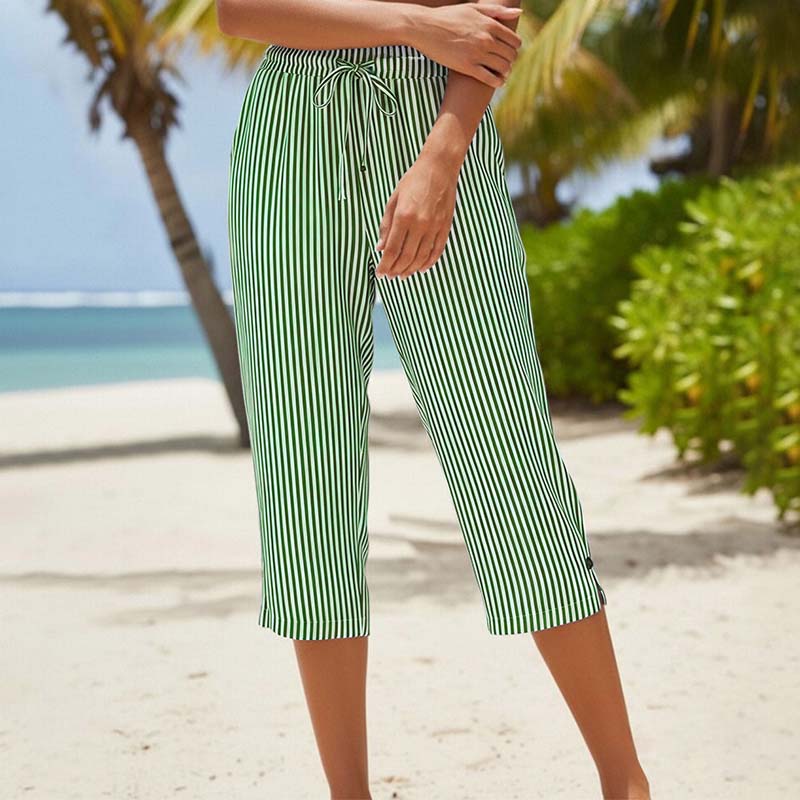 🔥-45%👖 Pantaloncourt Rayé Femme en Coton et Lin – Poches Confort Décontracté🌿 🤍pour vacances