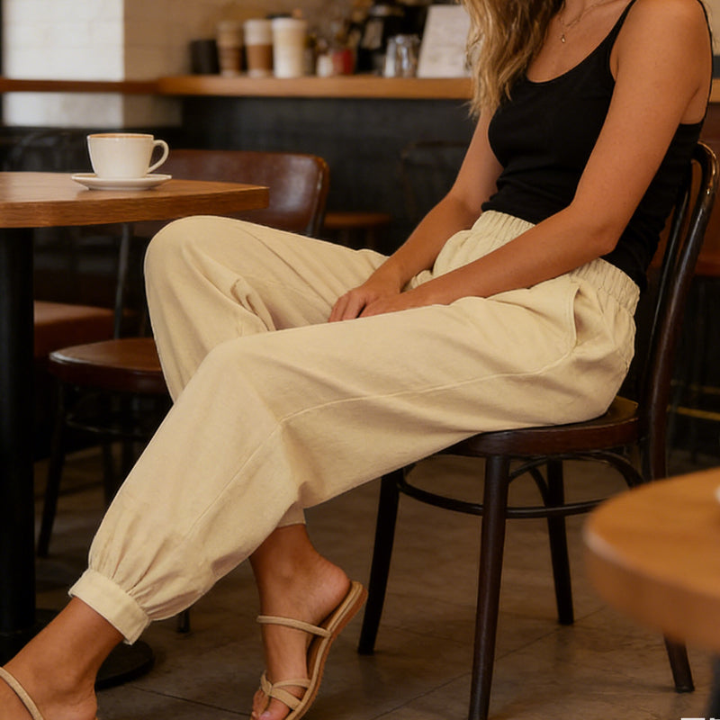 🔥-50% 👖 Pantalon Femme Décontracté Couleur Unie – Taille Haute Coupe Ample Poches Latérales