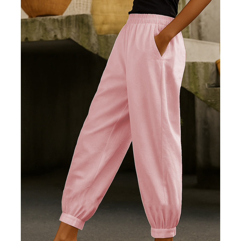 🔥-50% 👖 Pantalon Femme Décontracté Couleur Unie – Taille Haute Coupe Ample Poches Latérales
