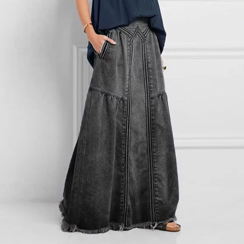 Jupe longue en jean décontractée pour femme