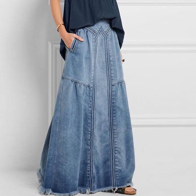 Jupe longue en jean décontractée pour femme