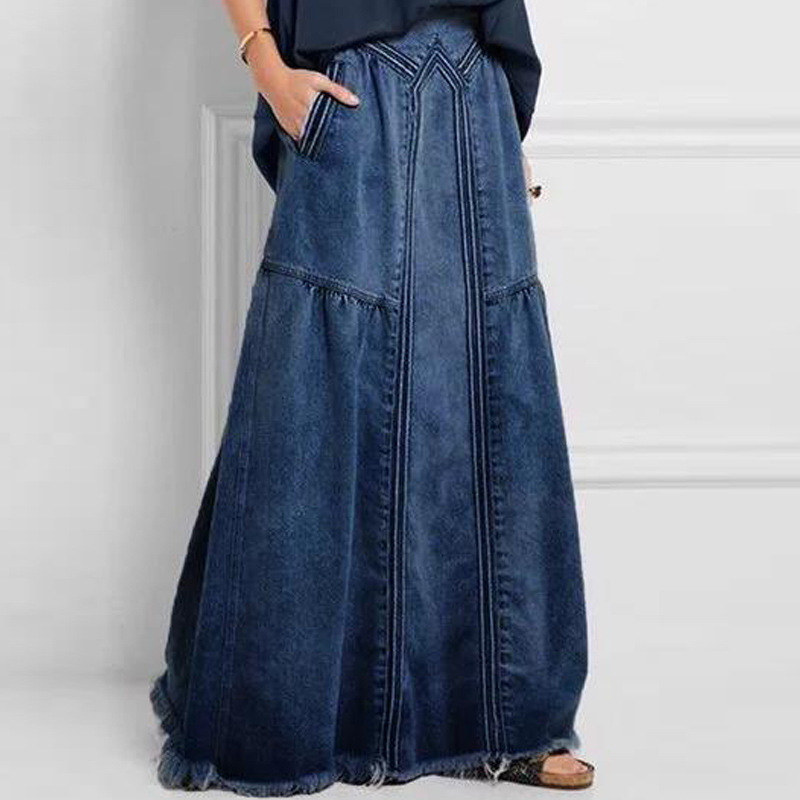 Jupe longue en jean décontractée pour femme