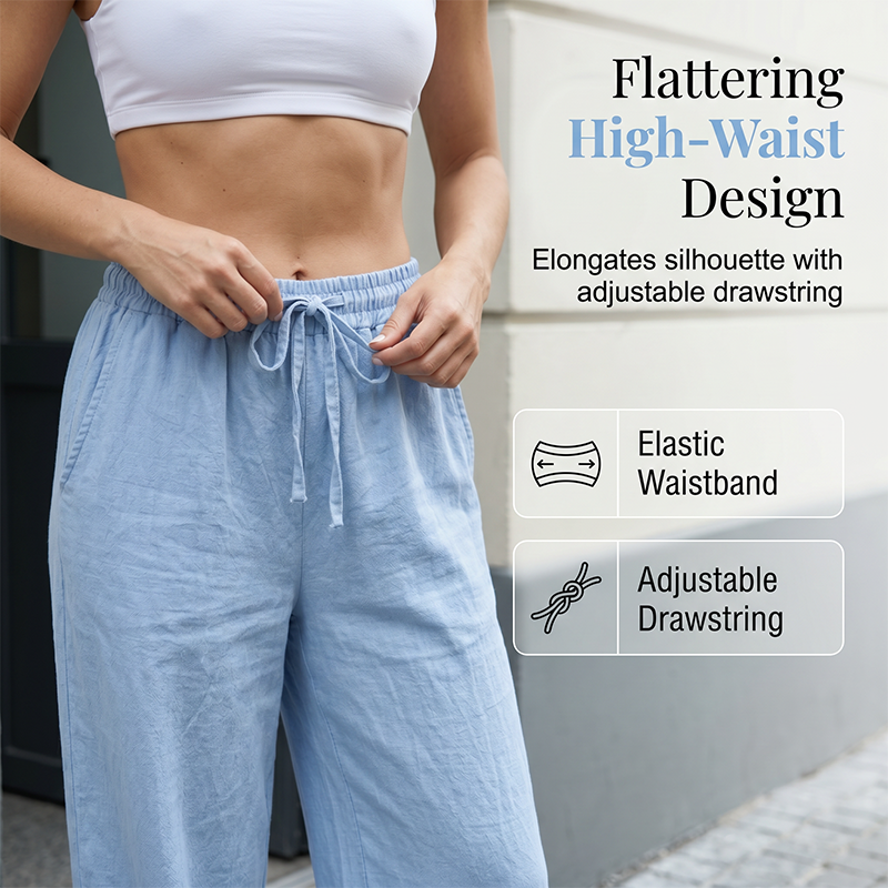 Pantalon décontracté à coupé droit pour femme