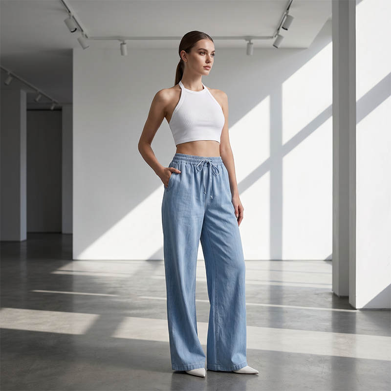 Pantalon décontracté à coupé droit pour femme