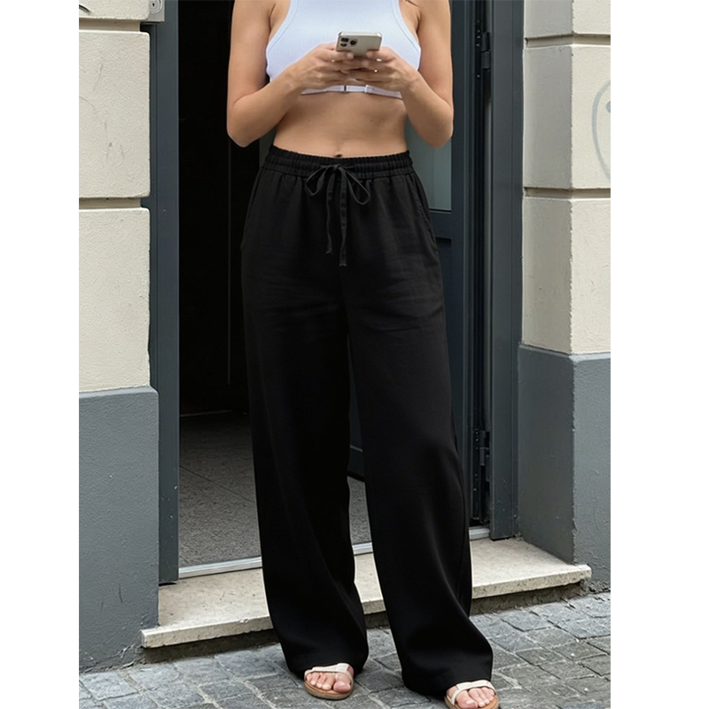 Pantalon décontracté à coupé droit pour femme