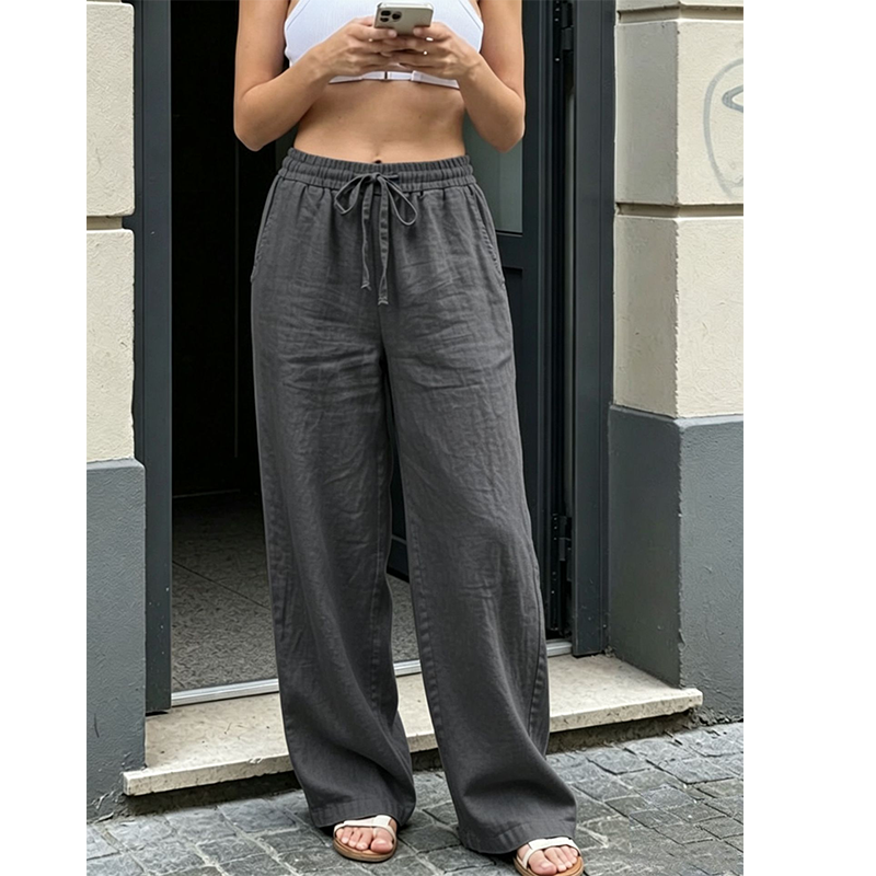 Pantalon décontracté à coupé droit pour femme