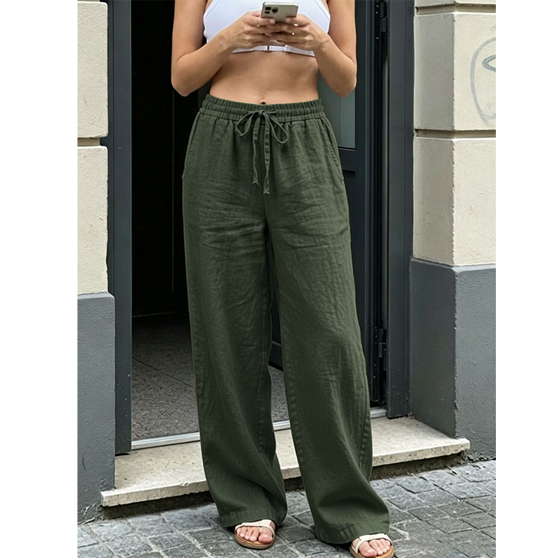 Pantalon décontracté à coupé droit pour femme