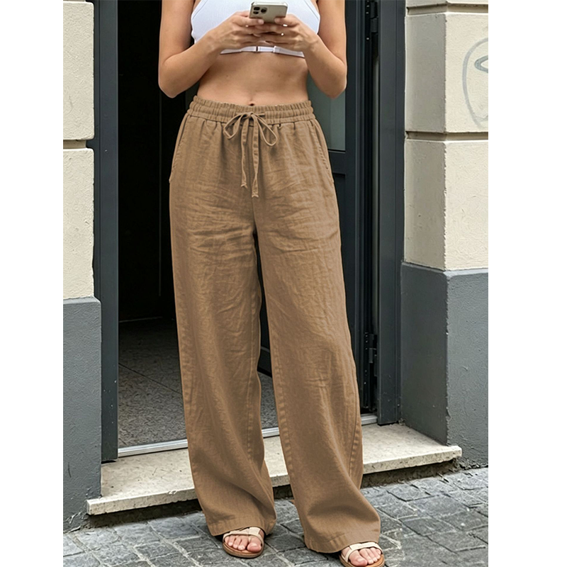 Pantalon décontracté à coupé droit pour femme