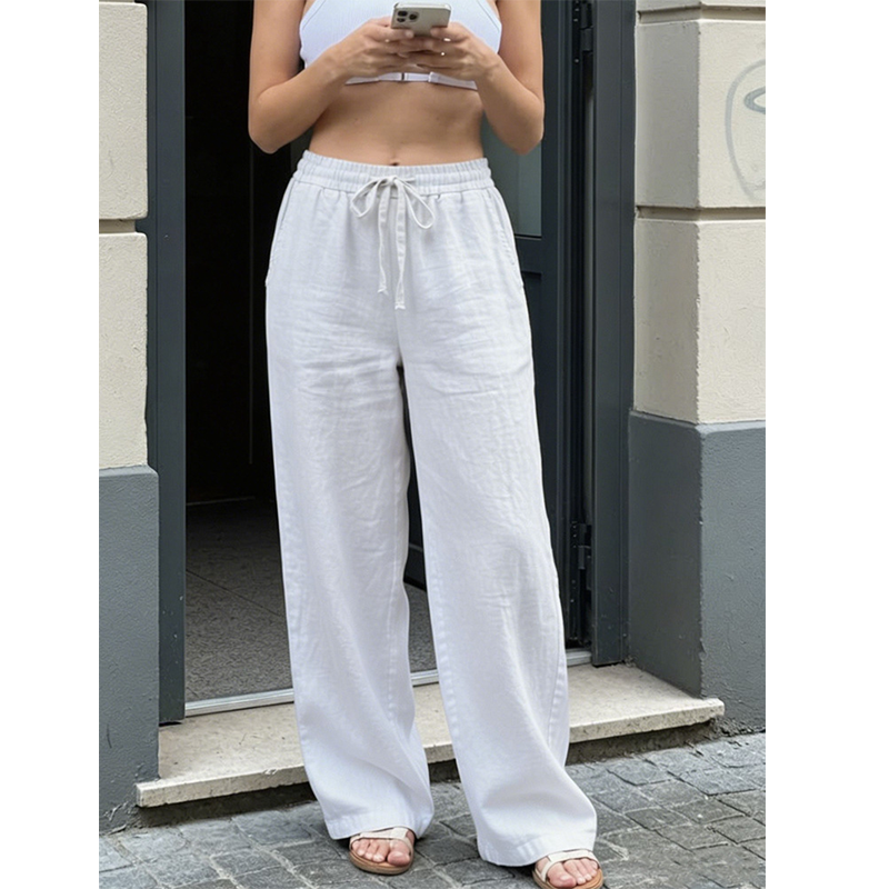 Pantalon décontracté à coupé droit pour femme