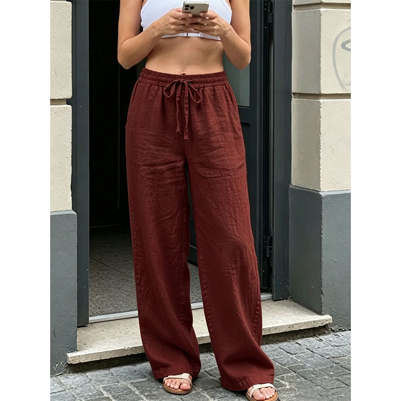Pantalon décontracté à coupé droit pour femme