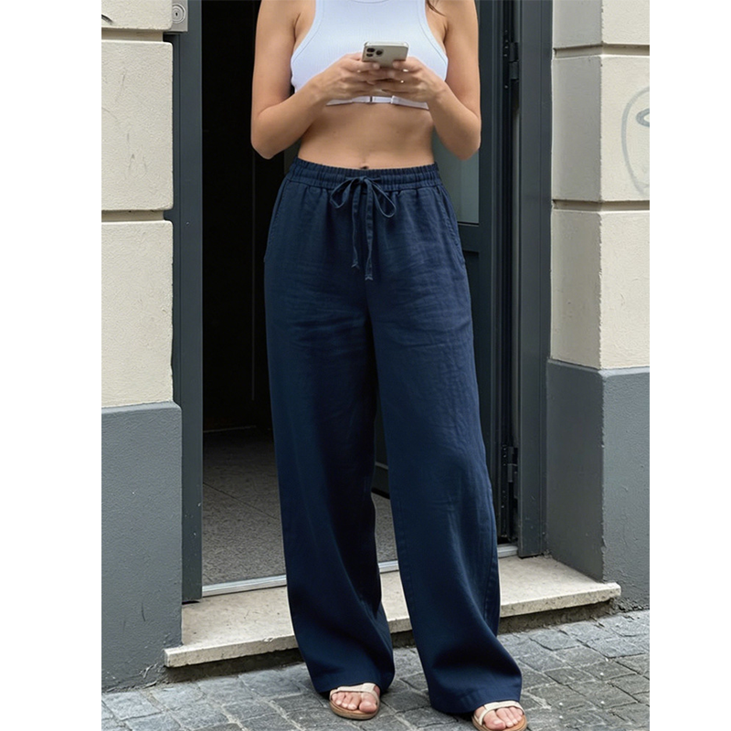 Pantalon décontracté à coupé droit pour femme