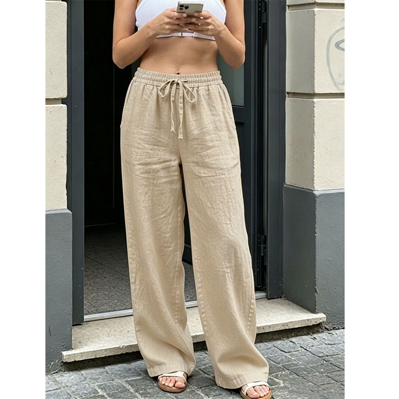 Pantalon décontracté à coupé droit pour femme
