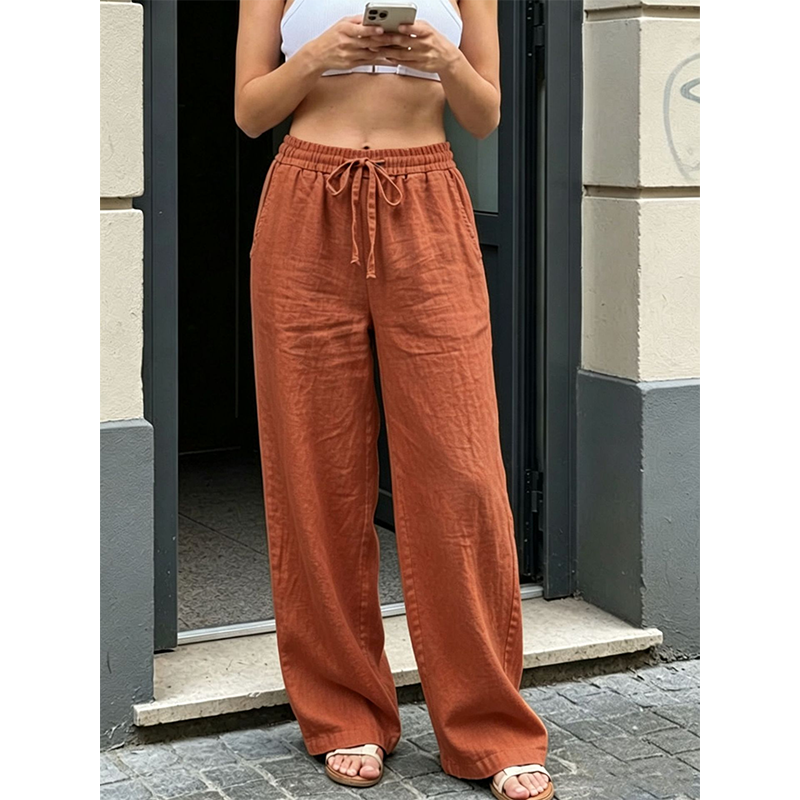 Pantalon décontracté à coupé droit pour femme