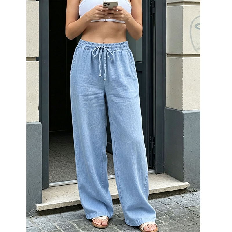 Pantalon décontracté à coupé droit pour femme