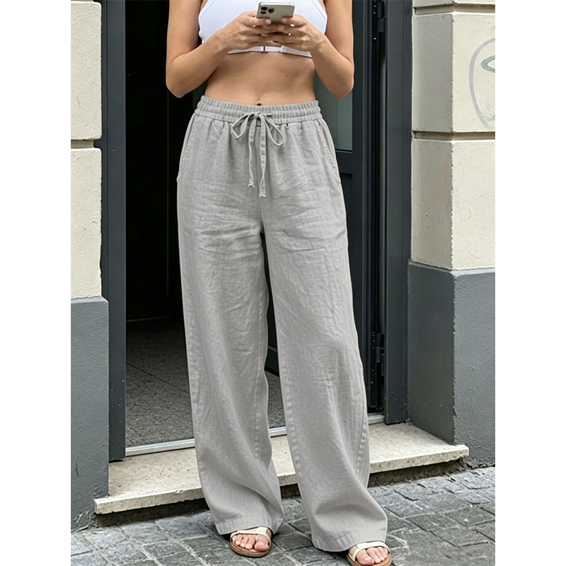 Pantalon décontracté à coupé droit pour femme