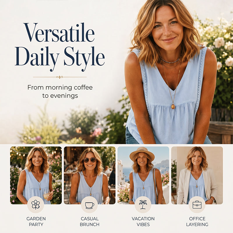 🔥-55%👚 Haut Femme Sans Manches Col en V – Maille Ajourée Douce et Décontractée