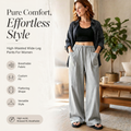 🔥-50%👖 Pantalon Femme Taille Haute à Cordon – Coupe Large Fluide avec Poches