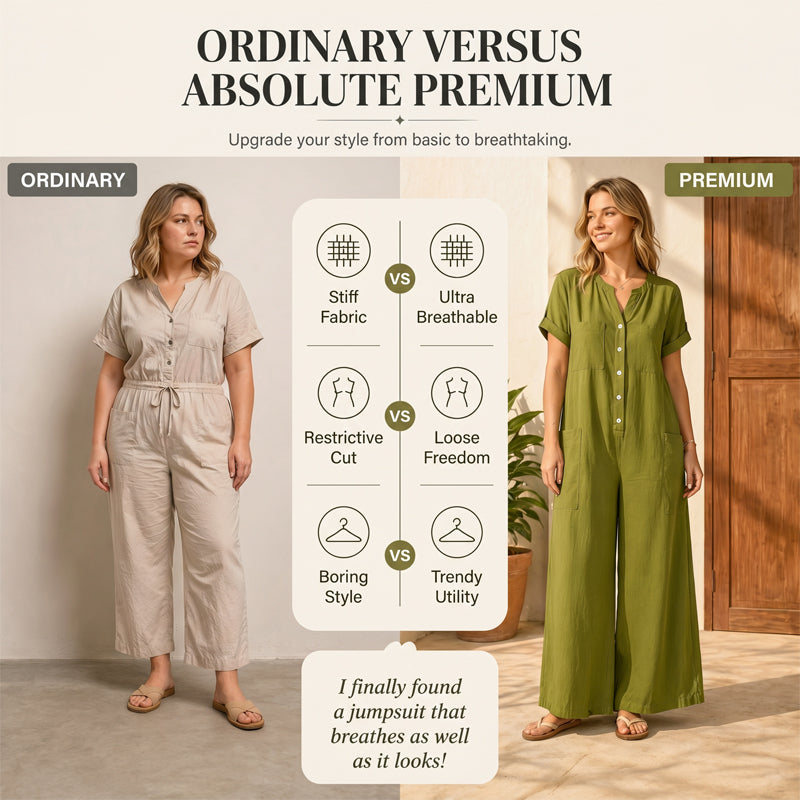 🔥-40% 👖 Combinaison Femme Décontractée – Manches Courtes, Jambes Larges et Fermeture Éclair🌿 style décontracté pour le quotidien