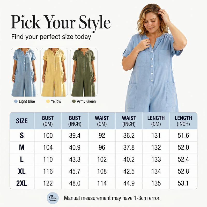 🔥-40% 👖 Combinaison Femme Décontractée – Manches Courtes, Jambes Larges et Fermeture Éclair🌿 style décontracté pour le quotidien