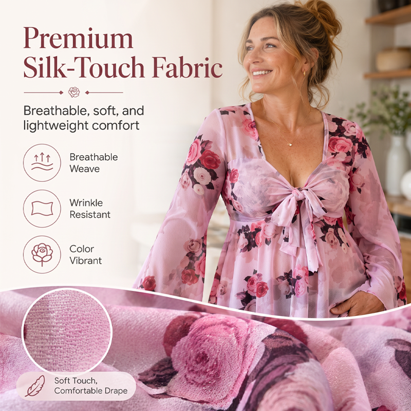 🌸Chemisier femme à imprimé floral, encolure carrée et noué sur le devant