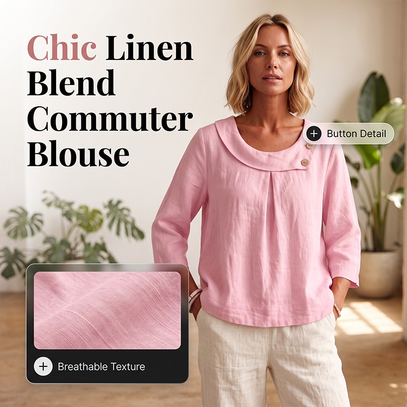 Nouveauté ✨🌸 Top respirant en coton et lin avec boutons décoratifs