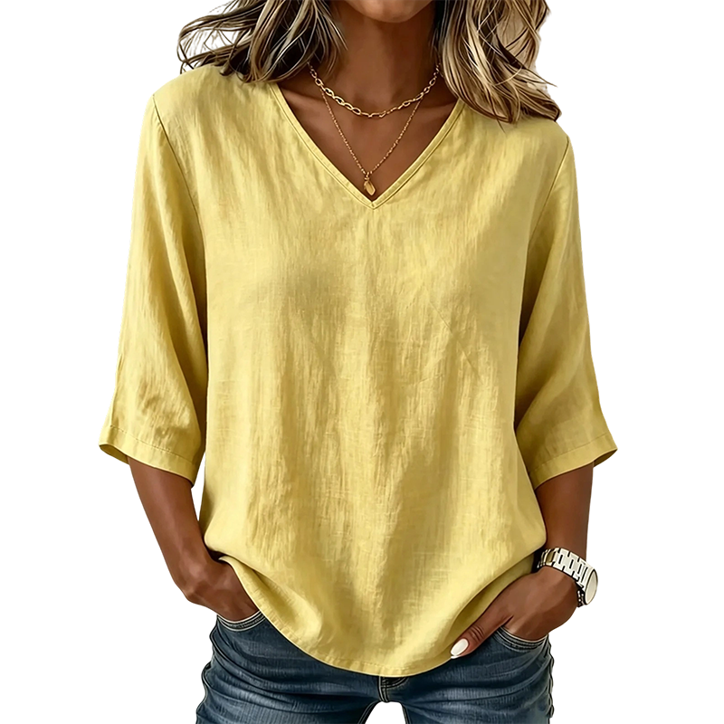 👚 -50% MAINTENANT ! ✨Blouse femme à col V – Style quotidien confortable et coupe élégante, parfaite pour le bureau et les loisirs, respirante et légère 🌸